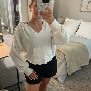 Aerie Offline Cropped Waffle Hoodie